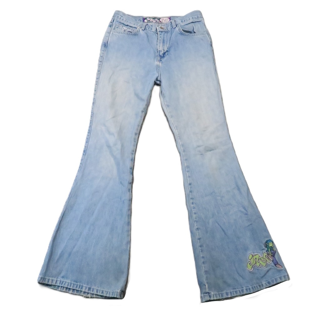 JNCO Faerytails Isabeau Jeans Kids 16 26x29 Flare Embroidered Y2K Vintage Skater